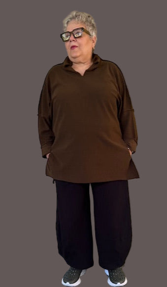 Gerties Eleven Stitch Funnel Tunic (Northsea and African Olive)