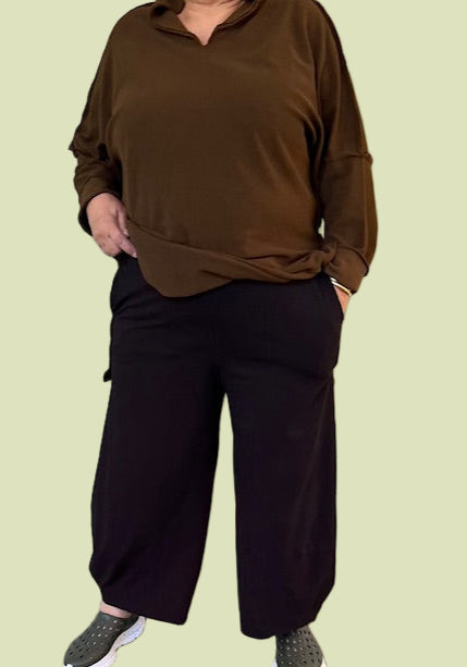 Gerties Eleven Stitch Tucked Hem Pants (Black or Navy)