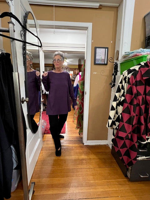 Gerties Eleven Stitch Long A-Line Top - Eggplant