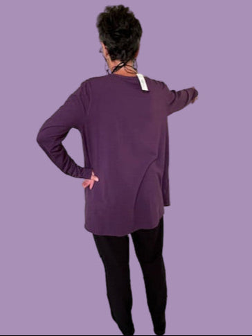 Gerties Eleven Stitch Long A-Line Top - Eggplant