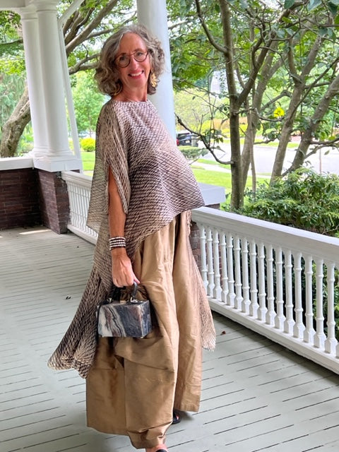 DTH Hand Dyed 100% Silk Top (Beige and Black)