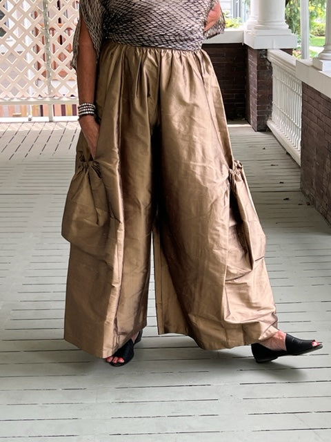 Planet 100% Silk Big Pocket Pants (Bronze)