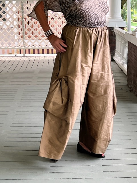 Planet 100% Silk Big Pocket Pants (Bronze)