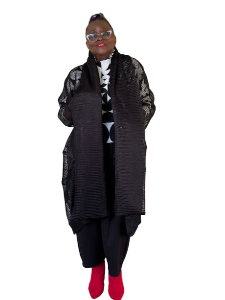 Kedem Irene Black Mesh Coat