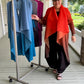 Vanite Couture Long Pleated Jacket (Orange, Blue, Gray, Fuchsia)