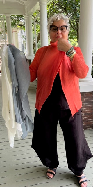Vanite Couture Short Pleated Jacket (White, Orange, Gray, Black)