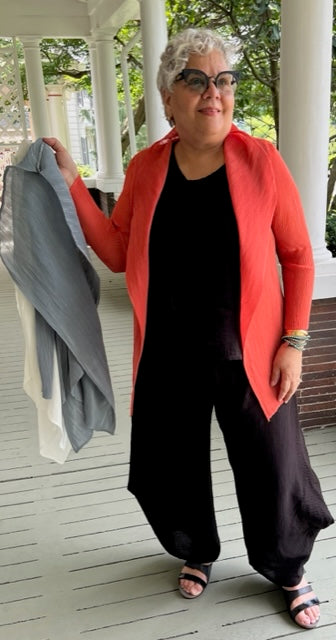 Vanite Couture Short Pleated Jacket (White, Orange, Gray, Black)