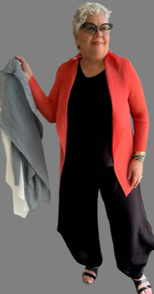 Vanite Couture Short Pleated Jacket (White, Orange, Gray, Black)