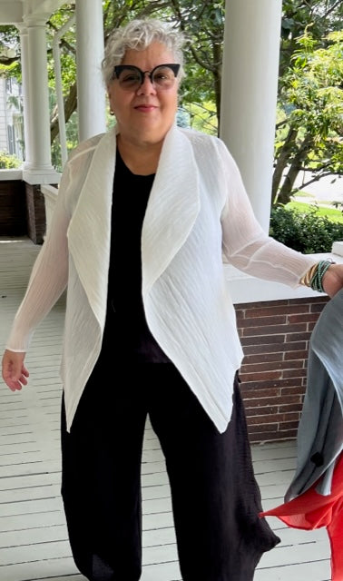Vanite Couture Short Pleated Jacket (White, Orange, Gray, Black)
