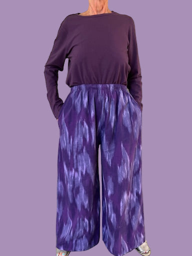 Brush Stroke Corduroy Pants (Navy/Green, Cranberry, or Violet/Gray)