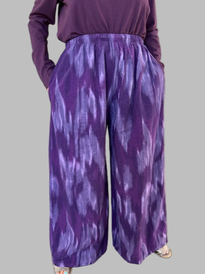 Brush Stroke Corduroy Pants (Navy/Green, Cranberry, or Violet/Gray)