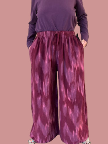 Brush Stroke Corduroy Pants (Navy/Green, Cranberry, or Violet/Gray)