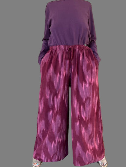 Brush Stroke Corduroy Pants (Navy/Green, Cranberry, or Violet/Gray)
