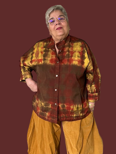 Tie Dyed Gerties Eleven Stitch Stand Up Collar Jacket (Amber this or Black)