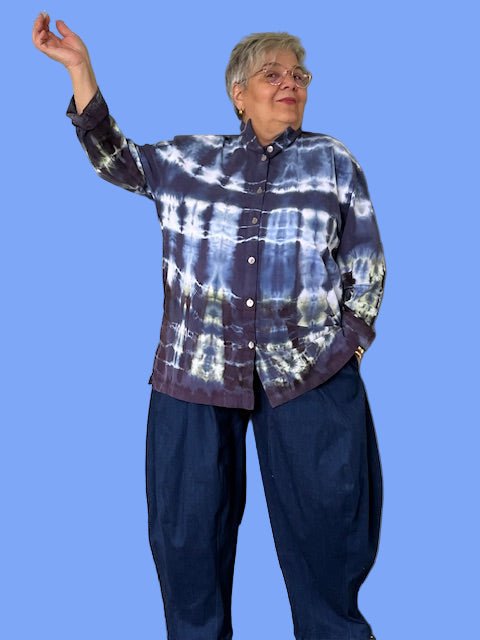 Gerties Eleven Stitch Tie Dyed Criss Cross Yoke Shirt