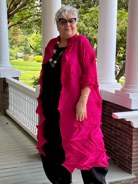Vanite Couture Long Pleated Duster (Hot Pink)
