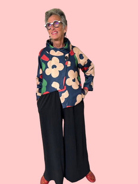 Transparente Asymmetrical Crop Jacket (Teal Floral or Olive Floral)