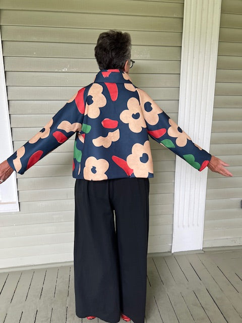 Transparente Asymmetrical Crop Jacket (Teal Floral or Olive Floral)
