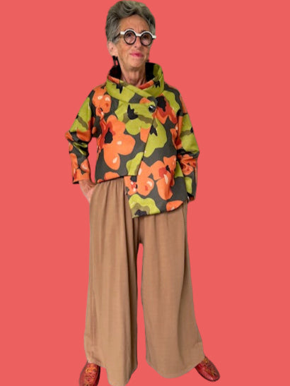 Transparente Asymmetrical Crop Jacket (Teal Floral or Olive Floral)