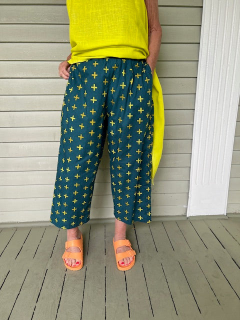 DTH Batik Cotton Tapered Leg Pant - X Design