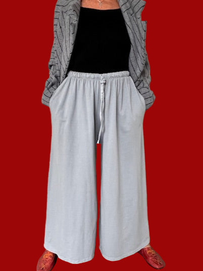 Transparente Wide Leg Sweat Pants (Silver, Black, Green, or Camel)