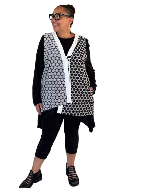 Black & White Polka Dots, One Button Vest