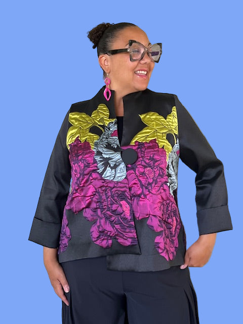 Floral One Button Floral Jacket