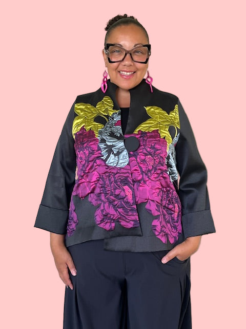 Floral One Button Floral Jacket