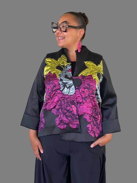 Floral One Button Floral Jacket