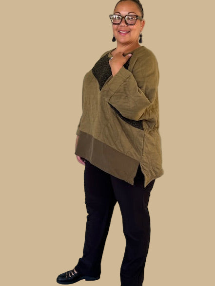 Alembika Urban Spark Crew Neck Top (Khaki)