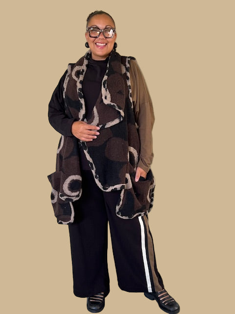 Alembika Piped Cozy Draped Vest (Floral)`