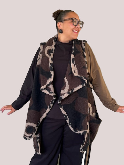 Alembika Piped Cozy Draped Vest (Floral)`