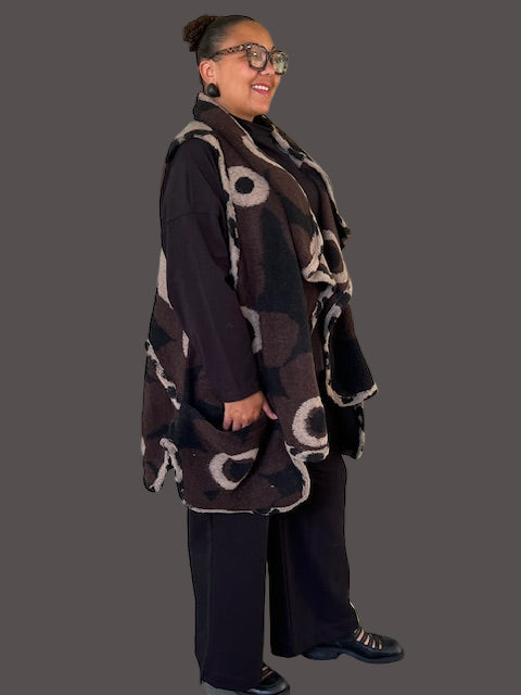 Alembika Piped Cozy Draped Vest (Floral)`