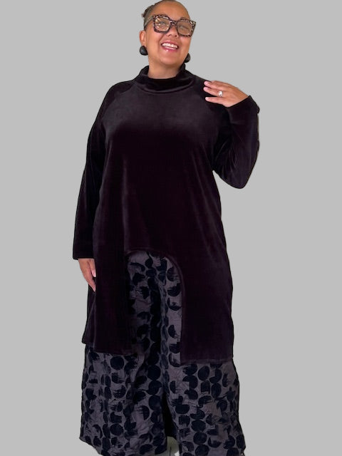 Alembika Velvet Hi Lo Mock Turtleneck Top