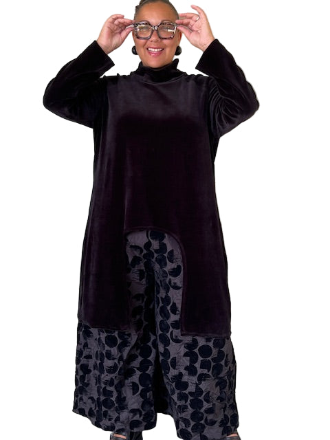Alembika Velvet Hi Lo Mock Turtleneck Top