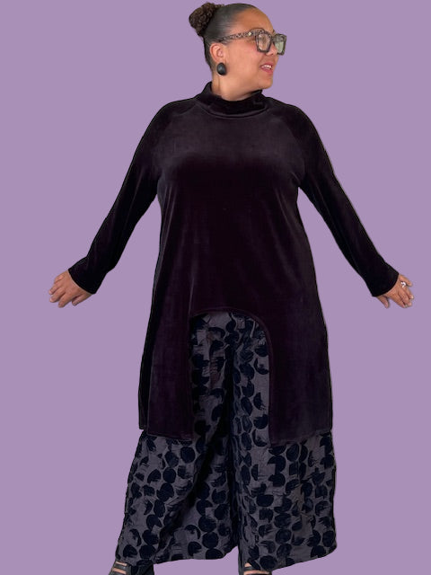 Alembika Velvet Hi Lo Mock Turtleneck Top