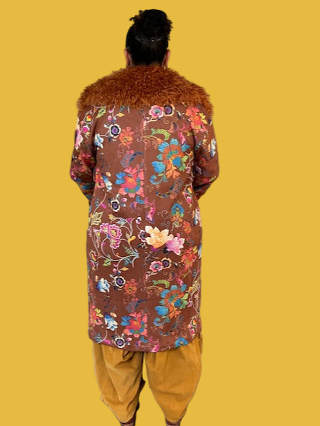 Jayley Faux Suede Embroidery Effect Trench Coat