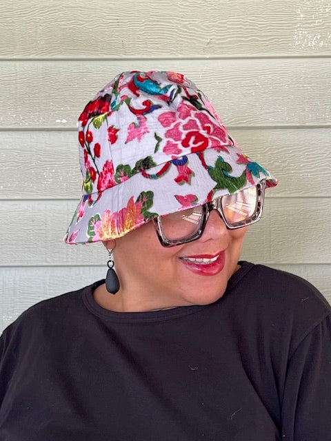 Jayley Hand Painted Silk Devore Hat (Floral)