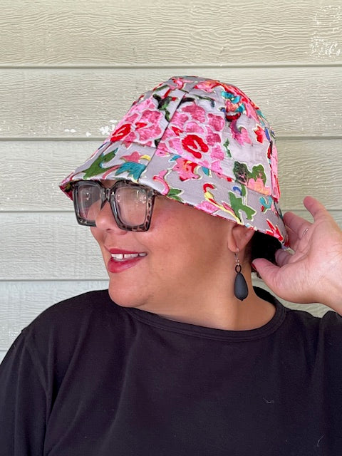 Jayley Hand Painted Silk Devore Hat (Floral)