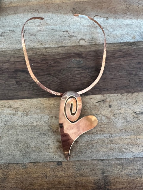 Copper Choker with Copper Heart Pendant