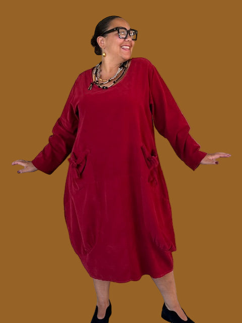 Transparente Big Pocket Dress (Red)