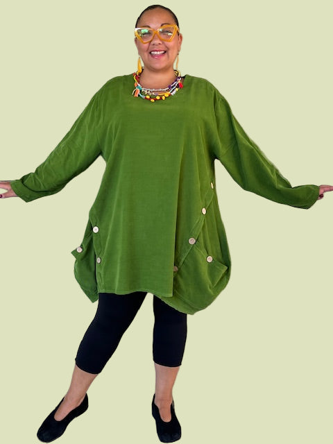 Transparente Black Corduroy Side Button Top (Black, Red, or Green)