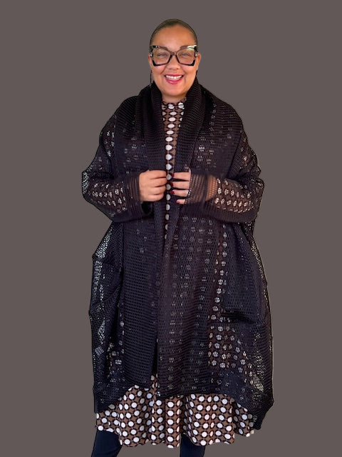 Kedem Irene Black Mesh Coat