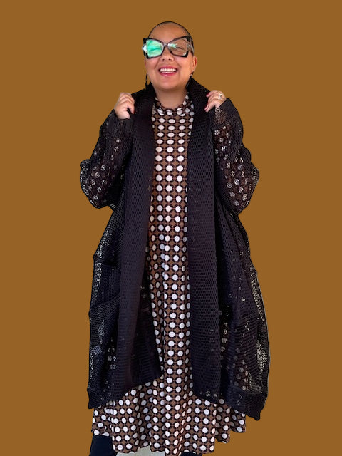Kedem Irene Black Mesh Coat