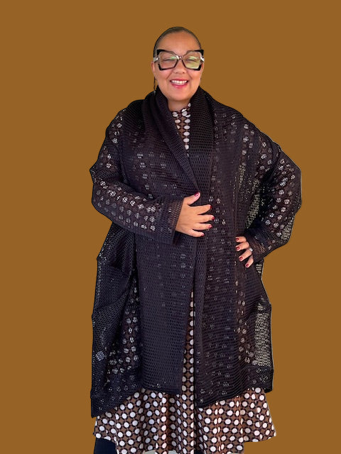 Kedem Irene Black Mesh Coat