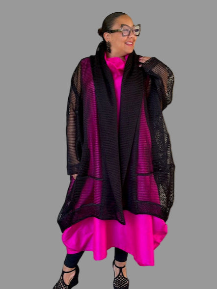 Kedem Irene Black Mesh Coat