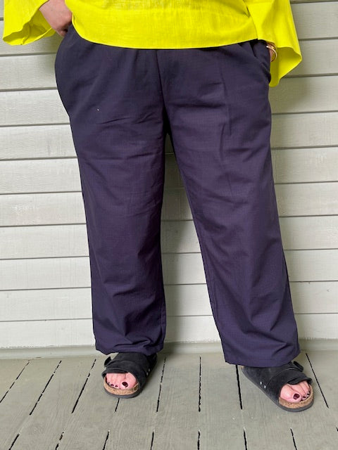 DTH Tapered Leg Linen Pants - (Black, Navy, or Mustard)