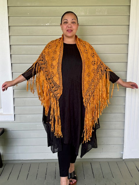 Freida Hand Macrame Shawl (Burnt Orange or Ecru)