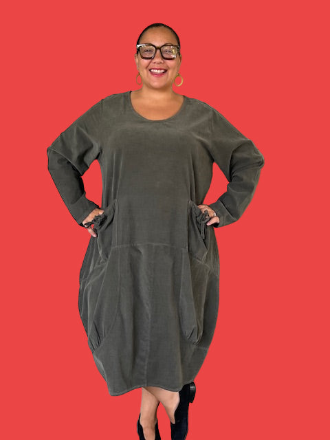 Transparente Big Pocket Dress (Olive)