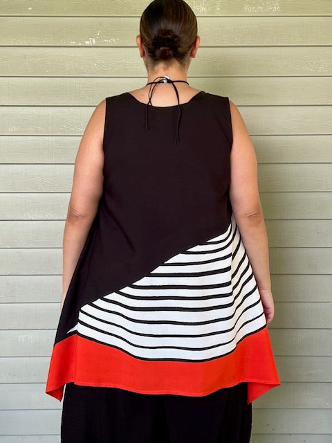 DTH waves sleeveless waterfall top